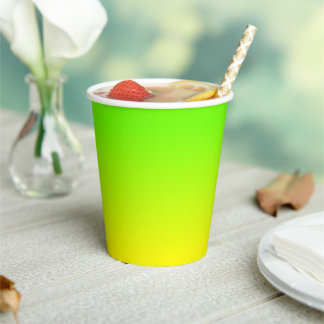 Neon Groen en Neon Geel Ombré Schakering Kleur Ver Papieren Bekers