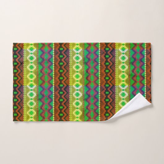 Neon Groen en oranje aztec-patroon Bad Handdoek (Handdoek)