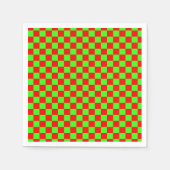 Neon Groen en Rood Geruite Checkerboard  Servet (Voorkant)