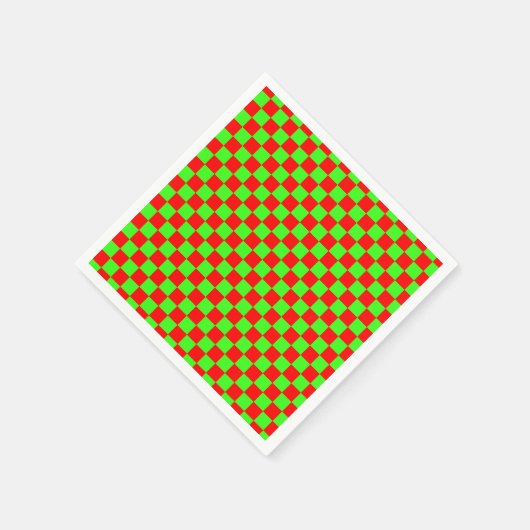 Neon Groen en Rood Geruite Checkerboard  Servet (Hoek)