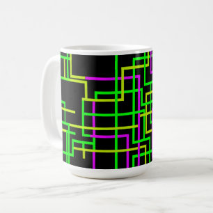 Neon Groen en Roze Geometrisch Koffiemok
