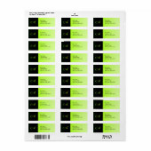 Neon Groen en Zwart Monogram Adresetiketten Etiket (Full Sheet)