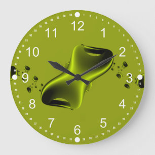 Neon Groen en Zwarte Fractal Grote Klok