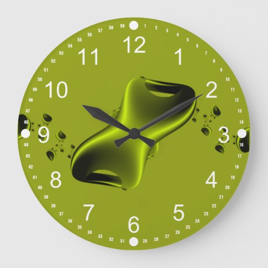 Neon Groen en Zwarte Fractal Grote Klok (Voorkant)