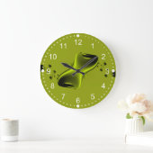 Neon Groen en Zwarte Fractal Grote Klok (Huis)
