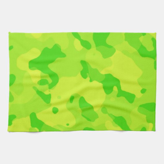 Neon Groen Geel Camo; Camouflage Theedoek (Horizontaal)