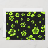 Neon Groen Geel Hibiscus Bloemen Zwart Uitnodiging (Achterkant)