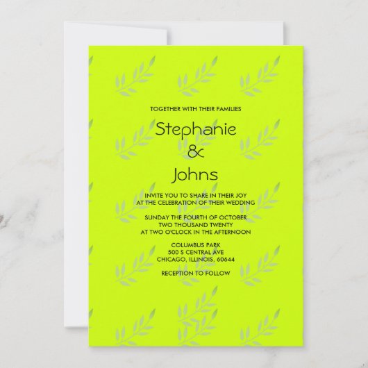 Neon Groen Geel Kleurrijke Bladeren Art Boho Bruil Kaart (Voorkant)