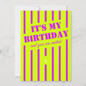 Neon groen geel paarse verjaardagsfeestje Uitnodig Kaart (Voorkant)