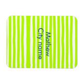 Neon groen geel retro strepen voeg naam plaats toe magneet (Horizontaal)