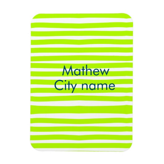 Neon groen geel retro strepen voeg naam plaats toe magneet (Verticaal)