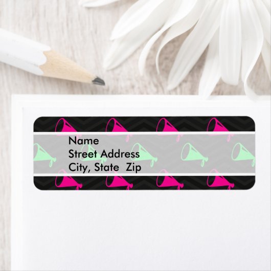 Neon Groen, Heet Roze, Cheerleader, Zwart Chevron Etiket (Insitu)