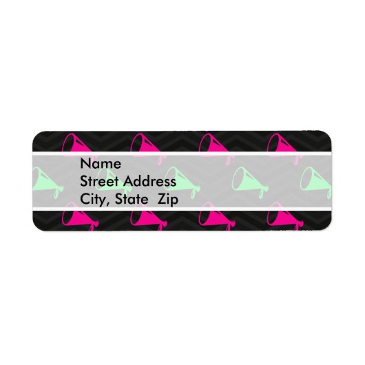 Neon Groen, Heet Roze, Cheerleader, Zwart Chevron Etiket (Voorkant)