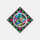 Neon Groen, Heet Roze, Duiken, Zwarte Chevron Servet (Hoek)