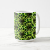 Neon Groen Hypnotische Vortex Abstract Geometrisch Koffiemok (Voorkant rechts)