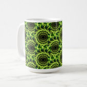 Neon Groen Hypnotische Vortex Abstract Geometrisch Koffiemok (Voorkant links)