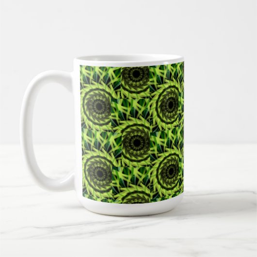 Neon Groen Hypnotische Vortex Abstract Geometrisch Koffiemok (Links)