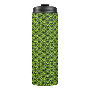 Neon Groen Hypnotische Vortex Abstract Geometrisch Thermosbeker