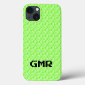 Neon groen klein pixelpatroon iPhone 13 Hoesje (Achterkant)