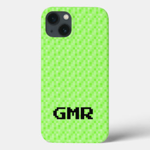 Neon groen klein pixelpatroon iPhone 13 Hoesje