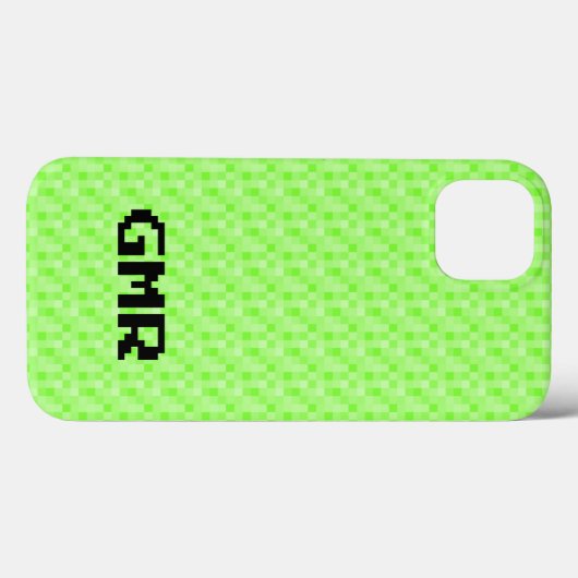 Neon groen klein pixelpatroon iPhone 13 Hoesje (Achterkant (horizontaal))