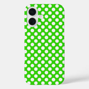 Neon groen met witte stippen iPhone 16 hoesje