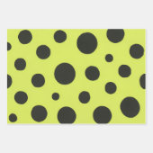 Neon Groen met Zwarte Polka Dots Waterverf Inpakpapier Vel (Voorkant 2)