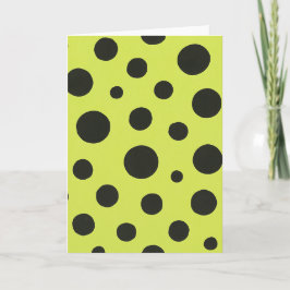 Neon Groen met Zwarte Polka Dots Waterverf Kaart