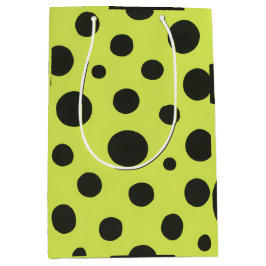 Neon Groen met Zwarte Polka Dots Waterverf Medium Cadeauzakje