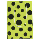 Neon Groen met Zwarte Polka Dots Waterverf Medium Cadeauzakje (Achterkant)
