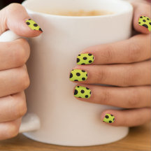 Neon Groen met Zwarte Polka Dots Waterverf
