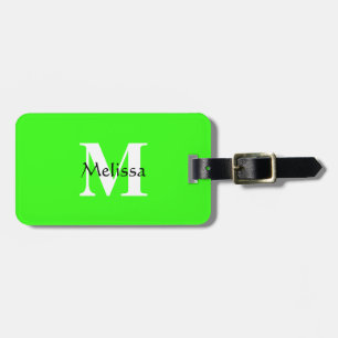 Neon Groen Monogram Aangepaste Naam Gift Favor Cla Bagagelabel