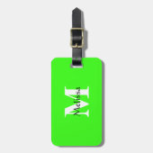 Neon Groen Monogram Aangepaste Naam Gift Favor Cla Bagagelabel (Voorkant verticaal)