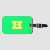 Neon groen monogram trendy reizen helder bagagelabel (Voorkant (horizontaal))