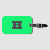 Neon groen monogram trendy reizen helder bagagelabel (Voorkant (horizontaal))