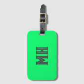 Neon groen monogram trendy reizen helder bagagelabel (Voorkant (verticaal))