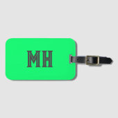 Neon groen monogram trendy reizen helder bagagelabel (Voorkant (horizontaal))