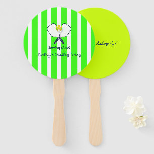 Neon Groen & Optisch Geel Pickleball Verjaardag Handwaaier