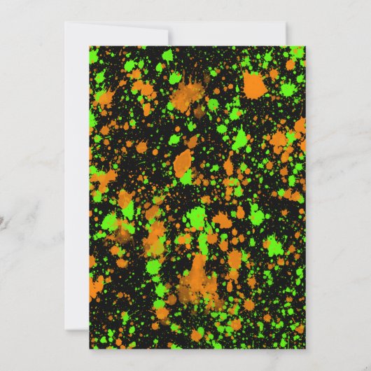 Neon Groen Oranje Verf Trampoline Feest Verjaardag Kaart (Achterkant)