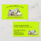 neon groen Paard Koe Schaap Hond Kat Vogel Dier Di Visitekaartje (Voorkant / Achterkant)