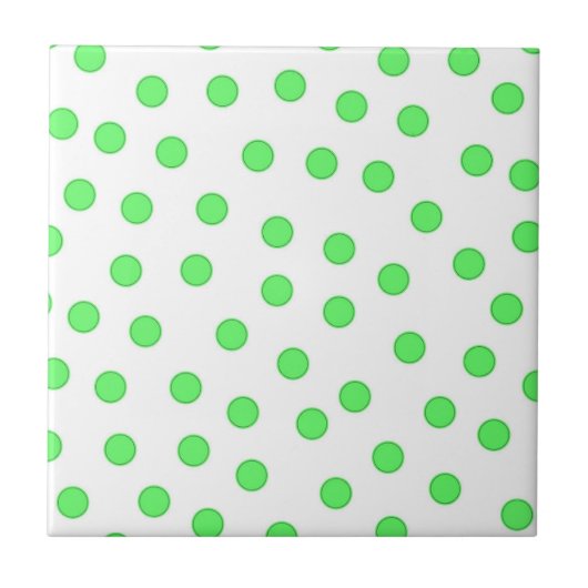 Neon groen polkadot patroon tegeltje (Voorkant)