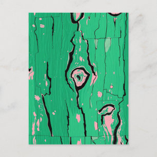 Neon Groen Pop Art Houtnerf Abstract Boomschors Briefkaart