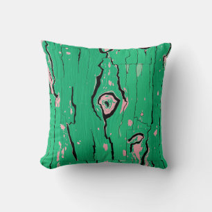 Neon Groen Pop Art Houtnerf Abstract Boomschors Kussen