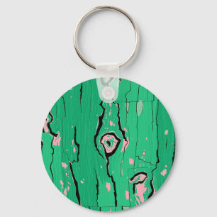 Neon Groen Pop Art Houtnerf Abstract Boomschors  Sleutelhanger