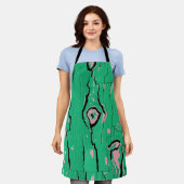 Neon Groen Pop Art Houtnerf Abstracte Schors Schort (Gedragen)