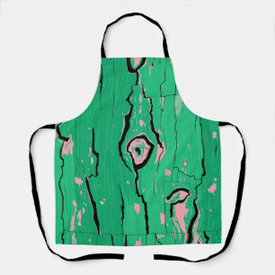 Neon Groen Pop Art Houtnerf Abstracte Schors  Schort