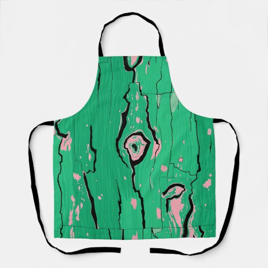 Neon Groen Pop Art Houtnerf Abstracte Schors Schort (Voorkant)