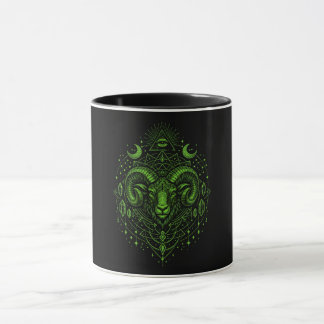 Neon Groen Ram Sterrenbeeld Ram - Geometrische Ast Mok