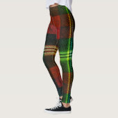 Neon Groen Rood Geruit Buffalo Grunge Leggings (Links)
