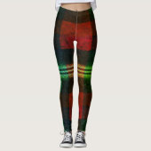 Neon Groen Rood Geruit Buffalo Grunge Leggings (Voorkant)